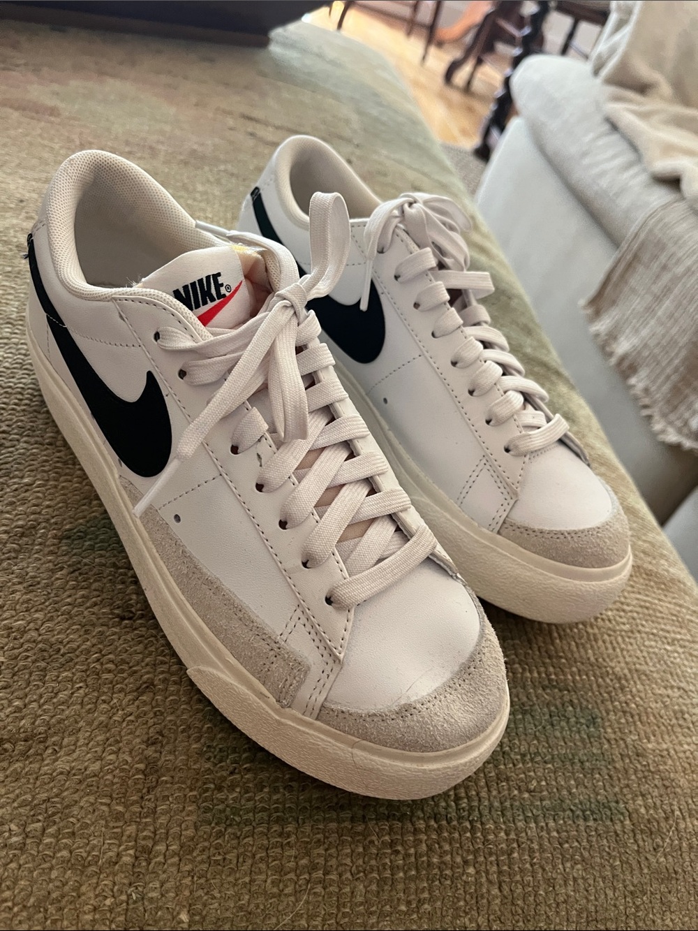 Nike Men’s White Sneakers with Black Swoosh
